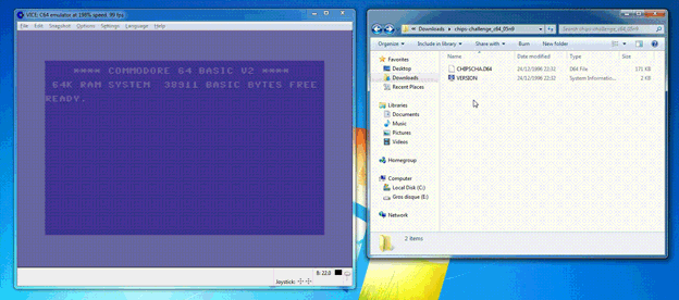Drag and drop of Chip's Challenge D64 file into VICE window