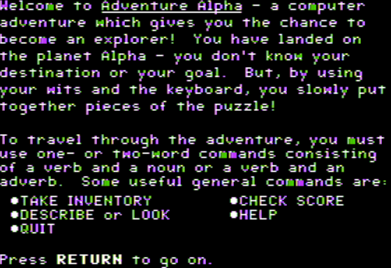 Adventure Alpha abandonware