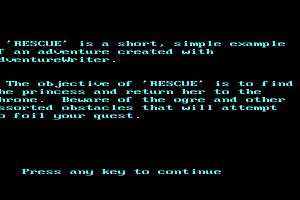 Adventure Writer (included game) abandonware