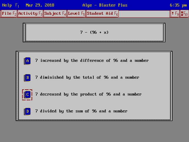 Alge-Blaster Plus! abandonware