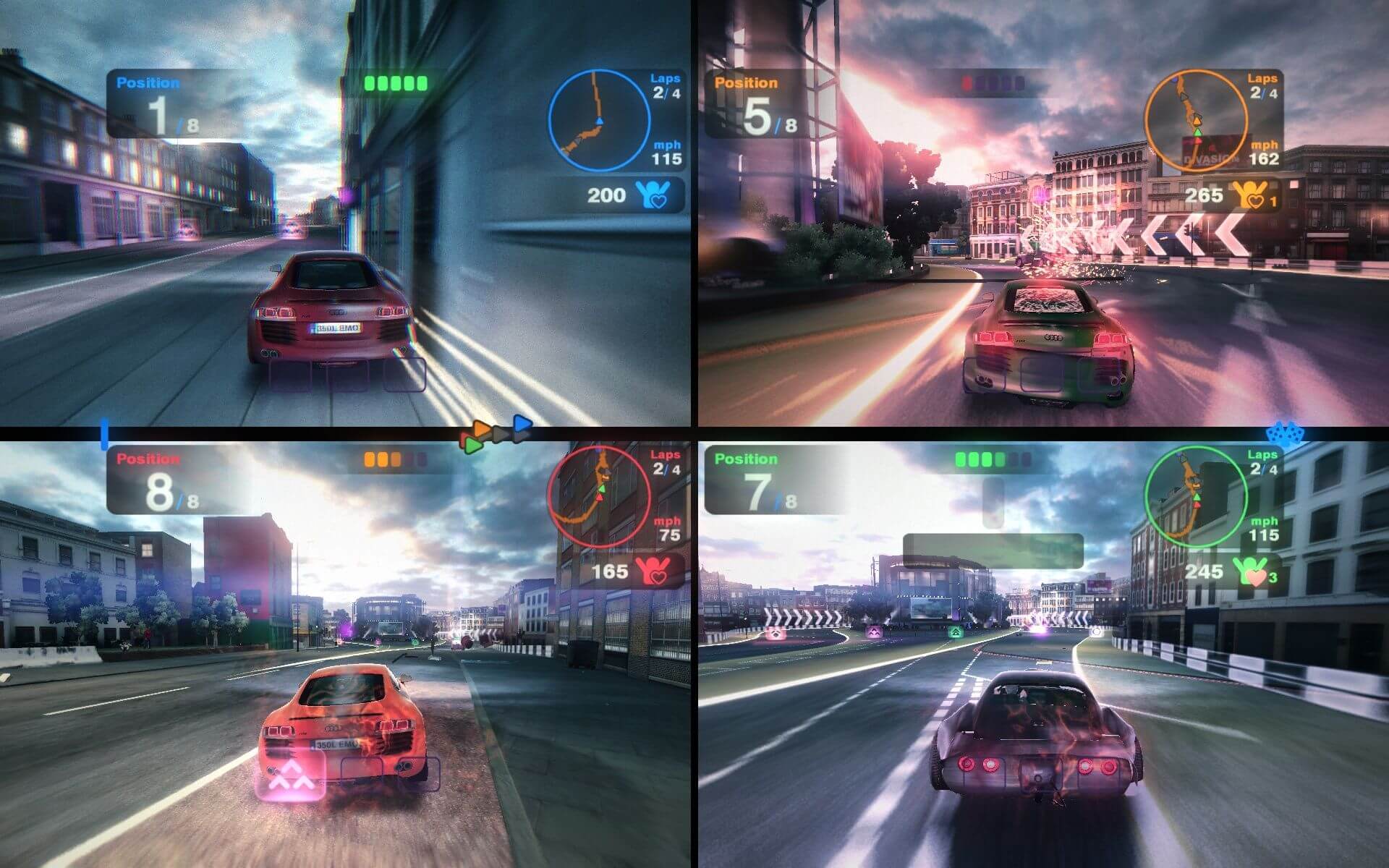 Blur- 4 players multiplayer splitscreen 