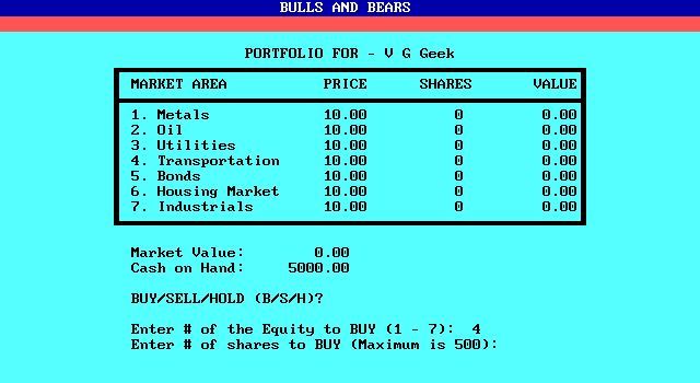 Bulls and Bears abandonware