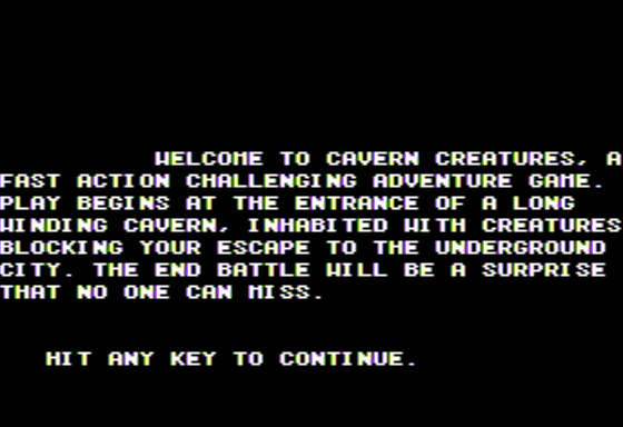 Cavern Creatures abandonware