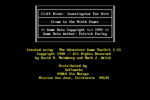 Cliff Diver, Investigator for Hire: Crime to the Ninth Power 0