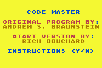 Download Code Master (Atari 8-bit) - My Abandonware