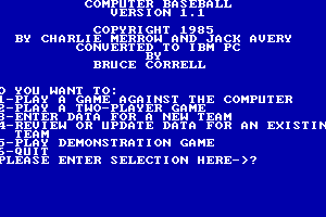 Computer Baseball 1