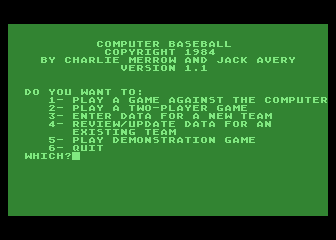 Computer Baseball 1