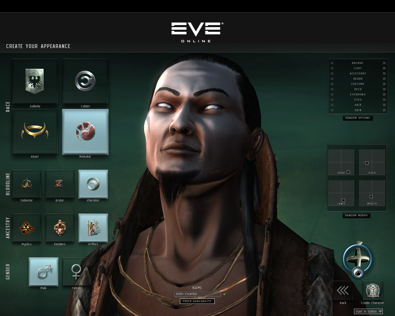 eve online character creation