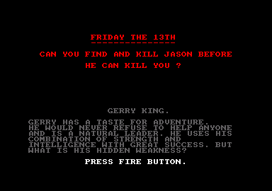 Friday the 13th The Computer Game (1986 Domark) [7027] : Free Download,  Borrow, and Streaming : Internet Archive