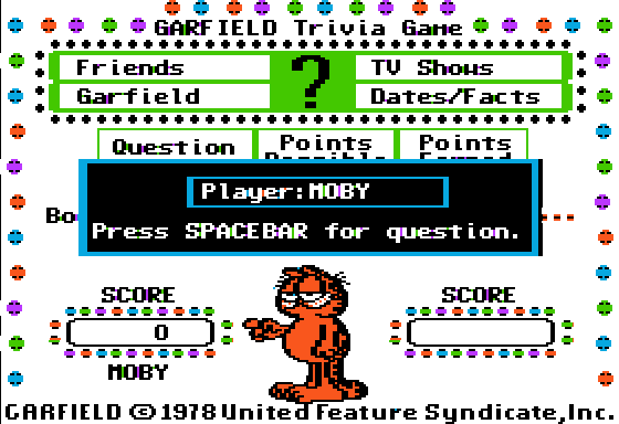 Garfield Trivia Game abandonware