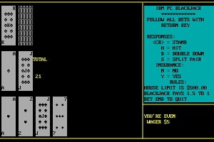 IBM PC Blackjack abandonware