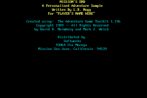 Mission's End: A Personalized Adventure Sample 0