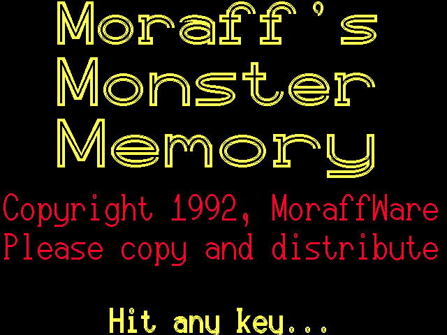 Moraff's Monster Memory 0