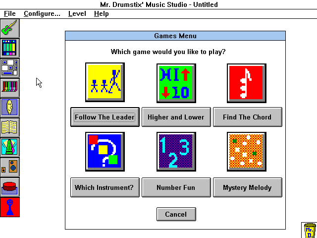Mr. Drumstix' Music Studio abandonware