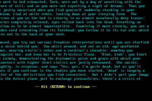Tark Simmons, Priestess of the First Church, in her battle against the Demon of Dark Desire abandonware