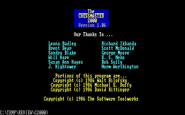 The Chessmaster 2000 by Software Toolworks