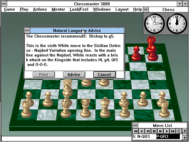 The Chessmaster 3000 IBM PC MS-DOS game Software Toolworks 1991