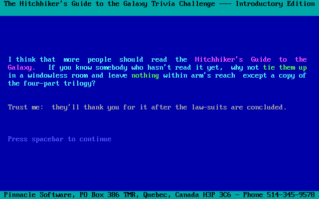 challenge: hitchhikers guide to the galaxy