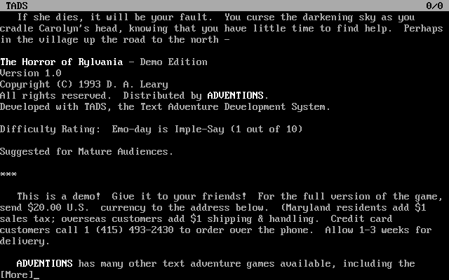 The Horror of Rylvania abandonware