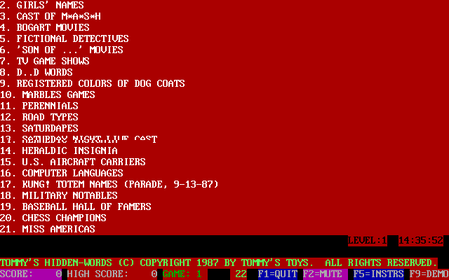 Tommy's Hidden-Word abandonware