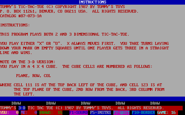 Tommy's Tic-Tac-Toe abandonware