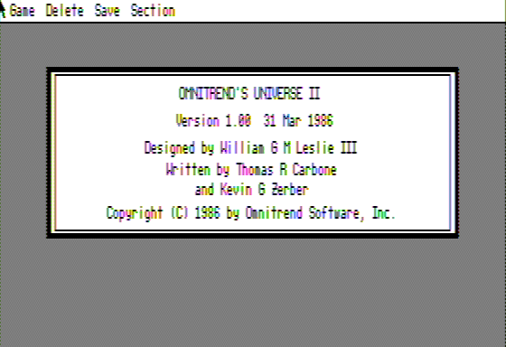 Universe II abandonware