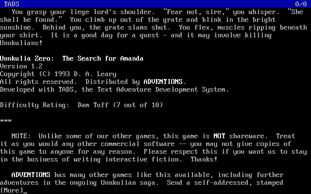 Unnkulia Zero: The Search for Amanda abandonware