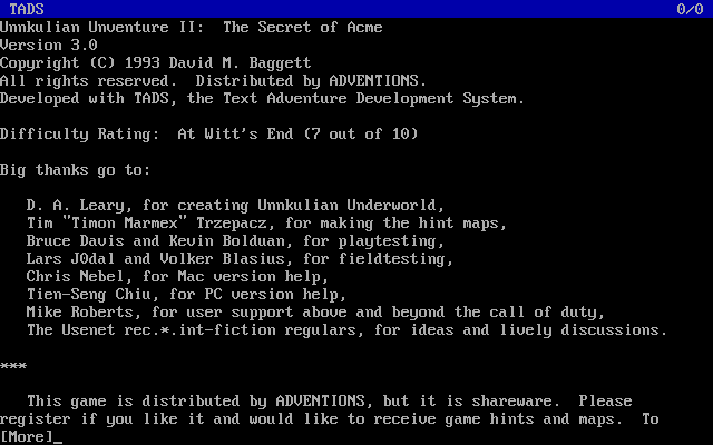 Unnkulian Unventure II: The Secret of Acme abandonware