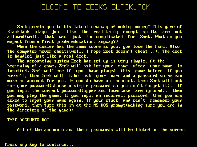 Zeek's BlackJack abandonware