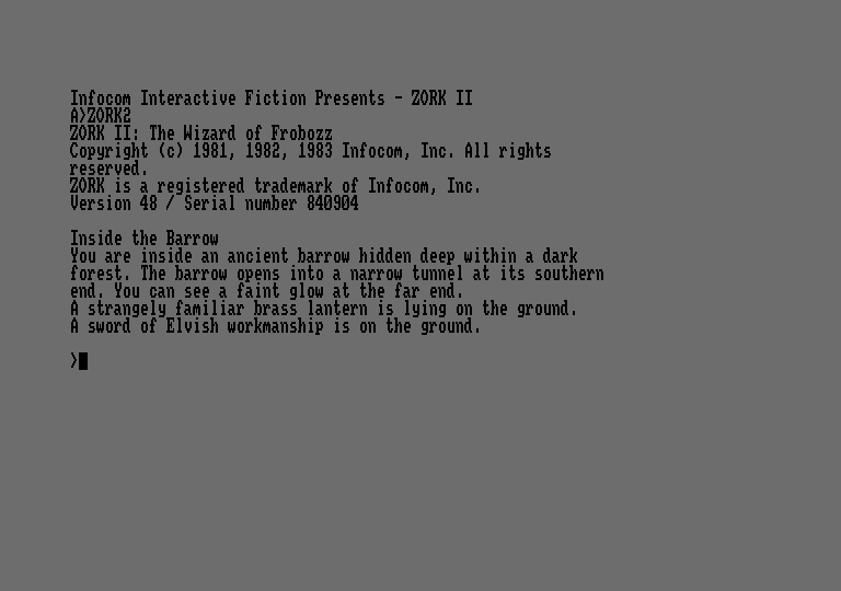 Zork II: The Wizard of Frobozz abandonware