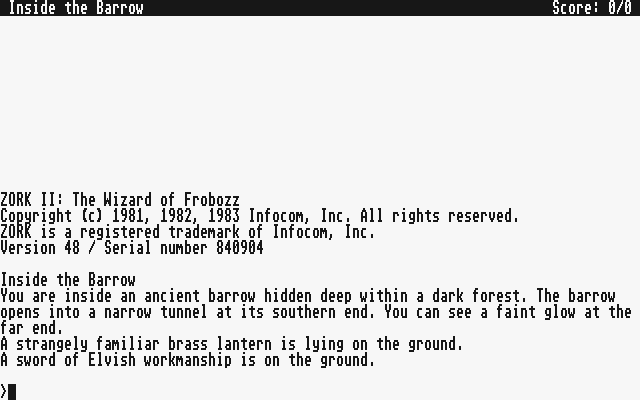 Zork II: The Wizard of Frobozz abandonware